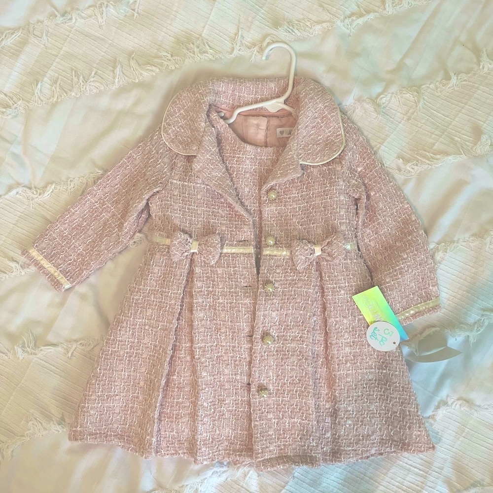 New! Pink Tweed Pea Coat and Dress